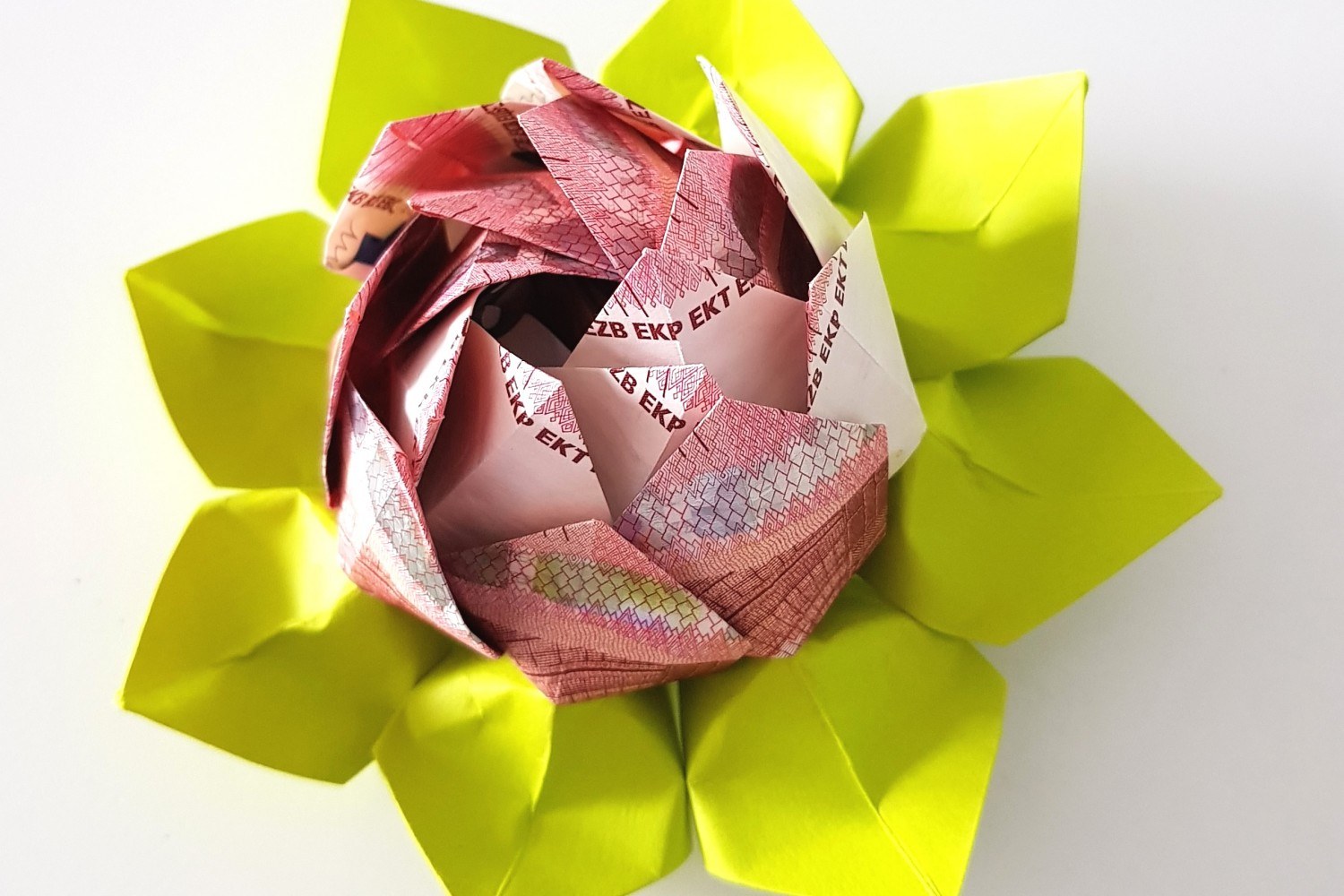 Seerose als Origami-Geldgeschenk